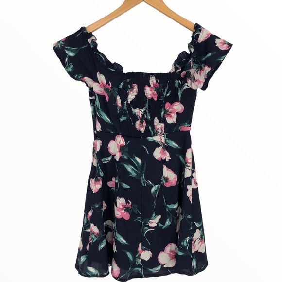 About Us Dulipa Dress in Navy Floral Off Shoulder Mini Dress size Small Revolve - Picture 10 of 15